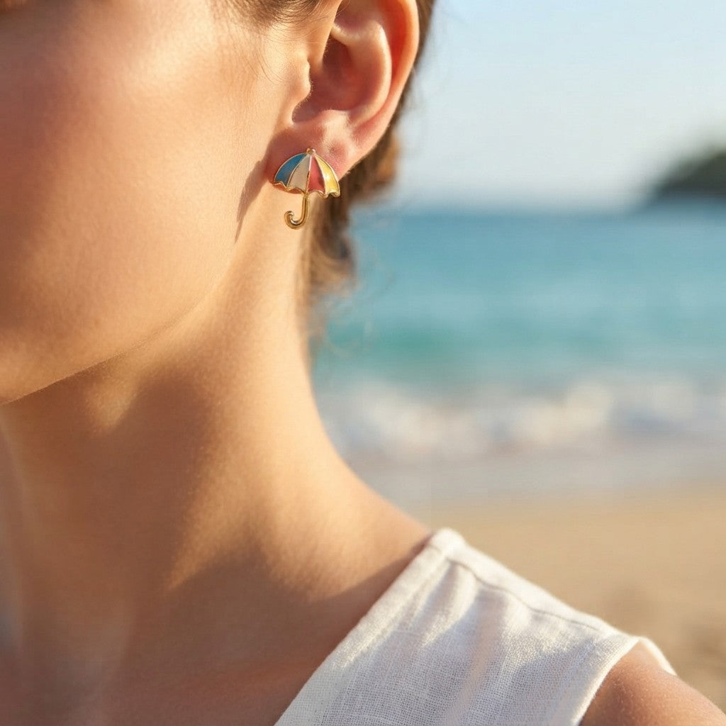 Sushee Rainbow Umbrella Stud Earrings