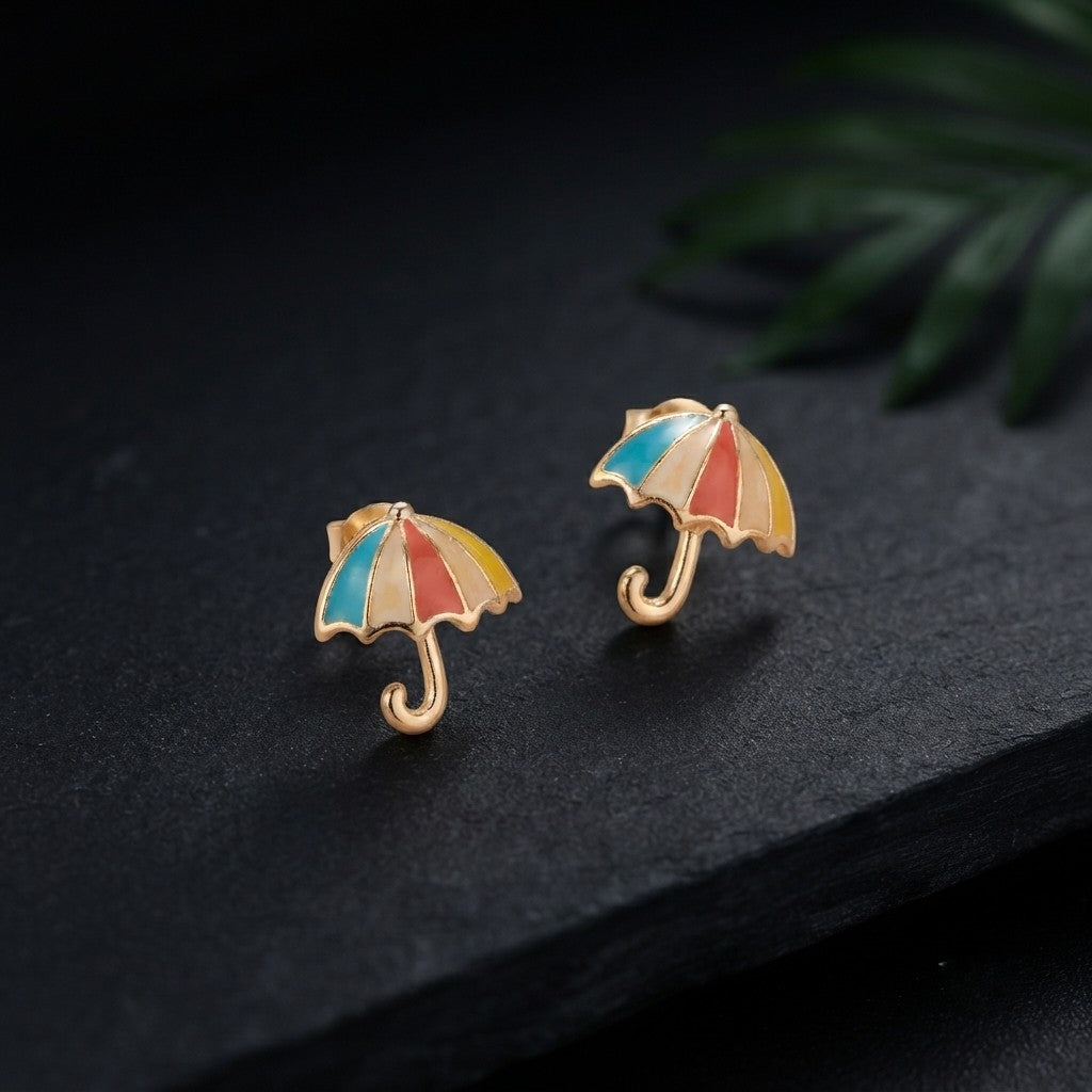 Sushee Rainbow Umbrella Stud Earrings