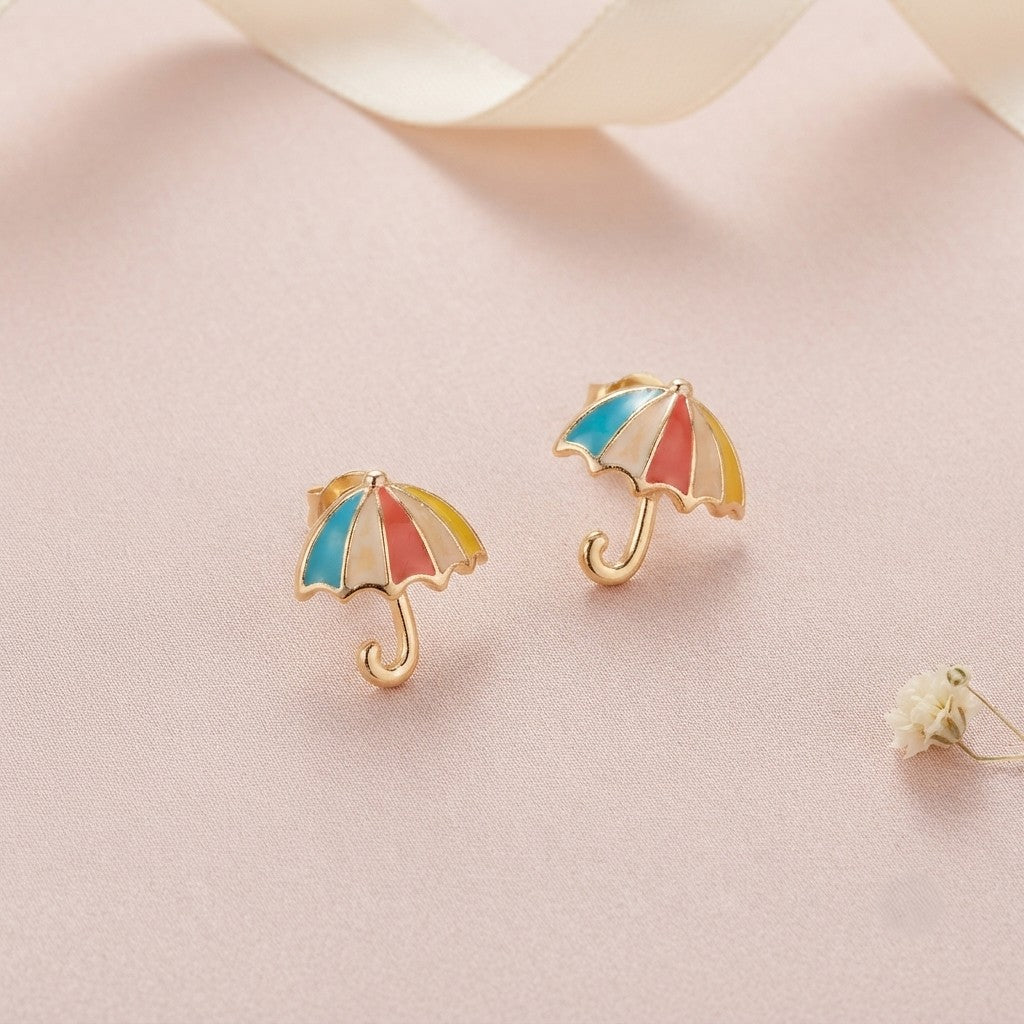 Sushee Rainbow Umbrella Stud Earrings