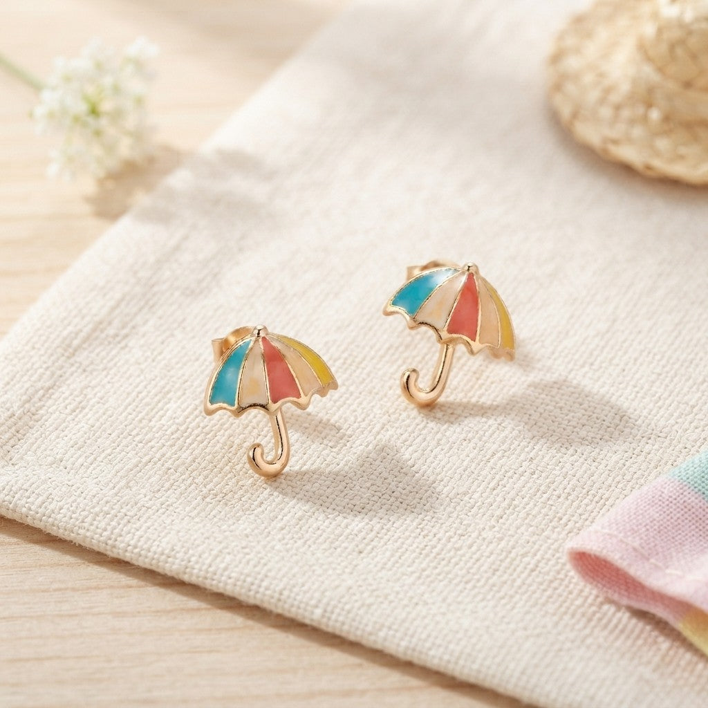 Sushee Rainbow Umbrella Stud Earrings