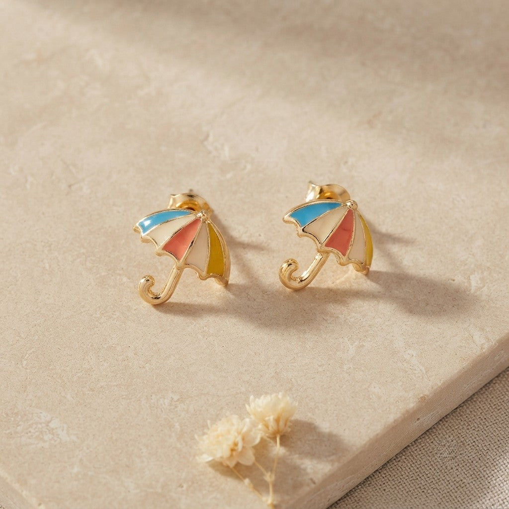 Sushee Rainbow Umbrella Stud Earrings