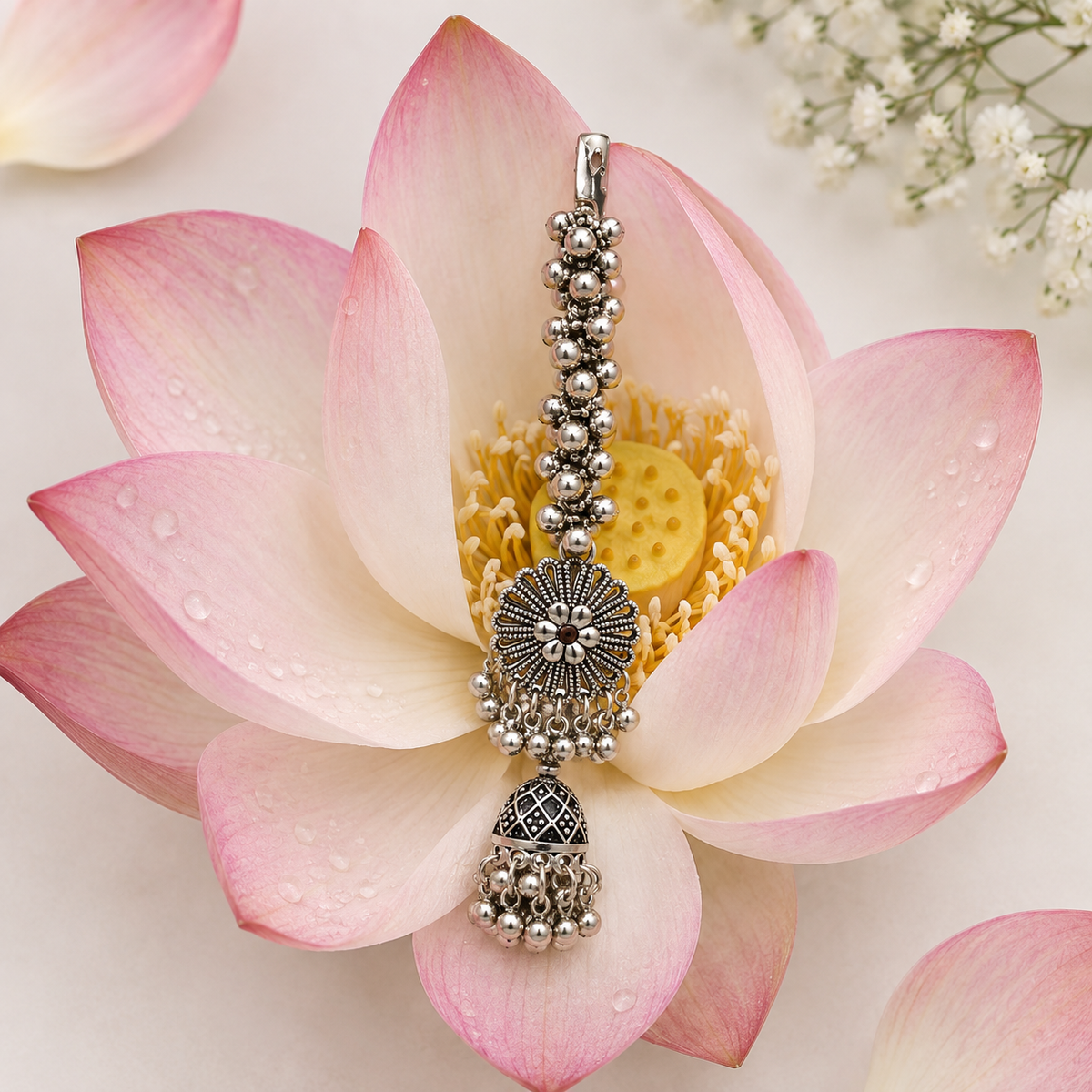 SUSHEE Noor Oxidised Silver Saree Pin